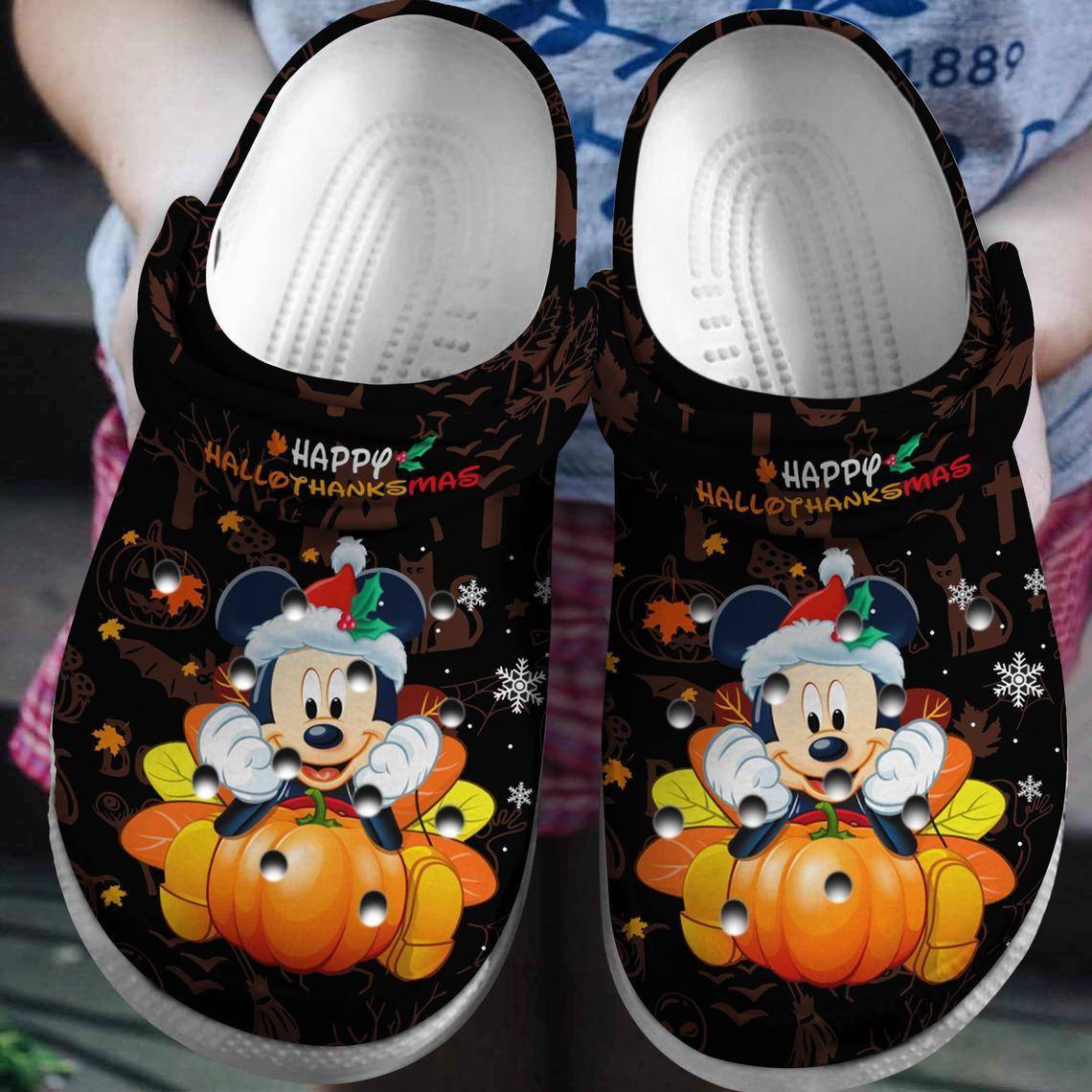 Mickey Mouse Happy Hallothanksmas Crocband Crocss Clogs