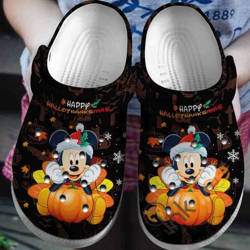 Mickey Mouse Happy Hallothanksmas Crocss Crocband Clogs Shoes For Thanksgiving