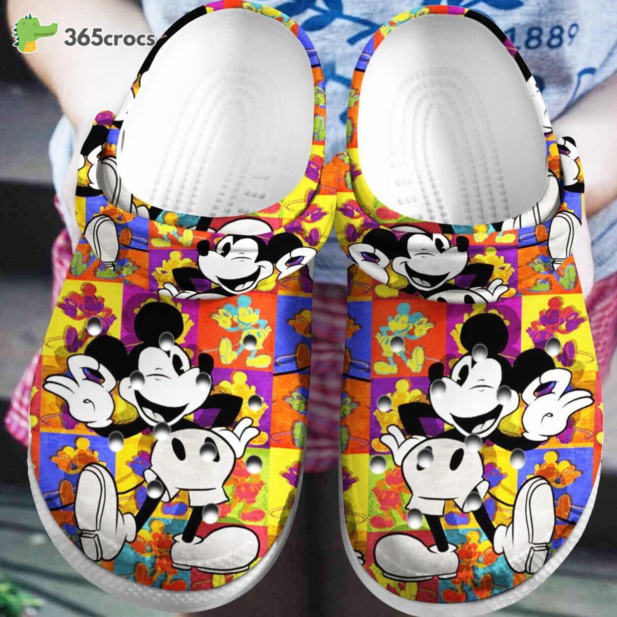 Mickey Mouse Inspired Colorful Design Crafted on Classic Clog Footwear