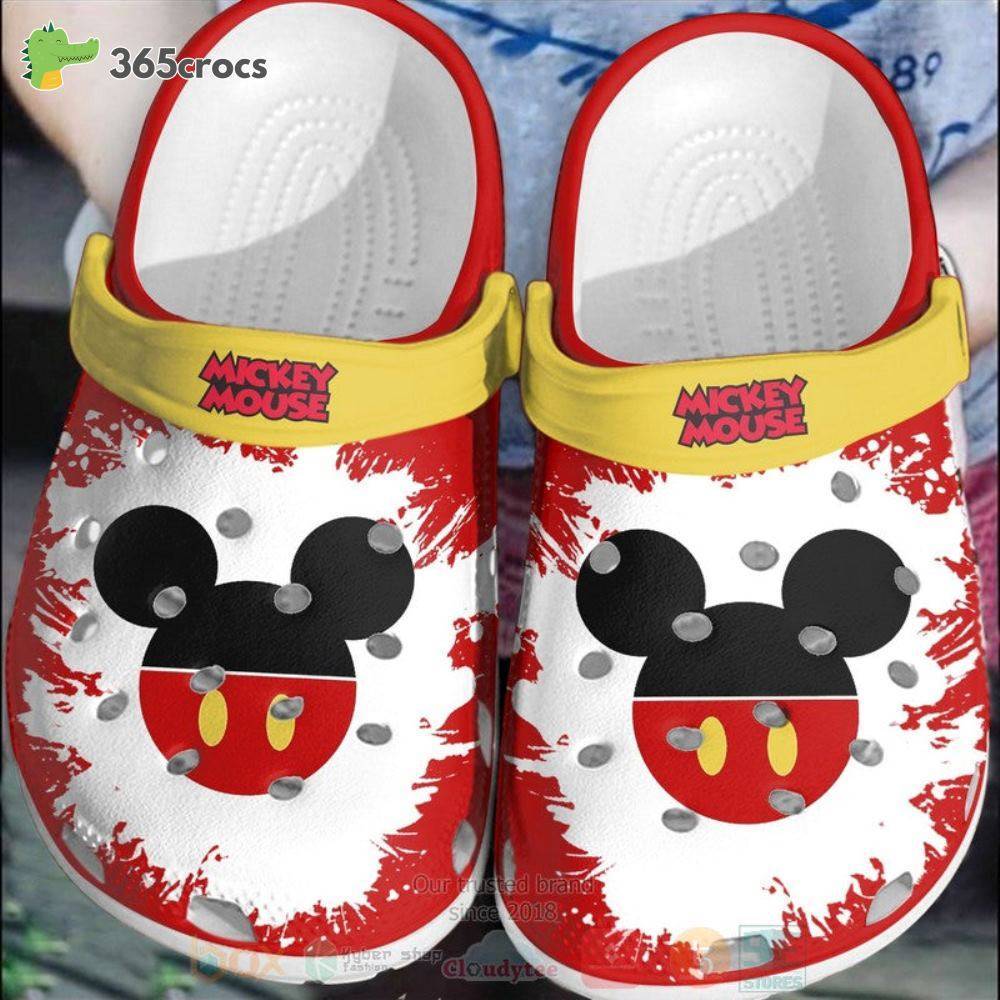 Mickey Mouse Red-White Crocss Clog Shoes