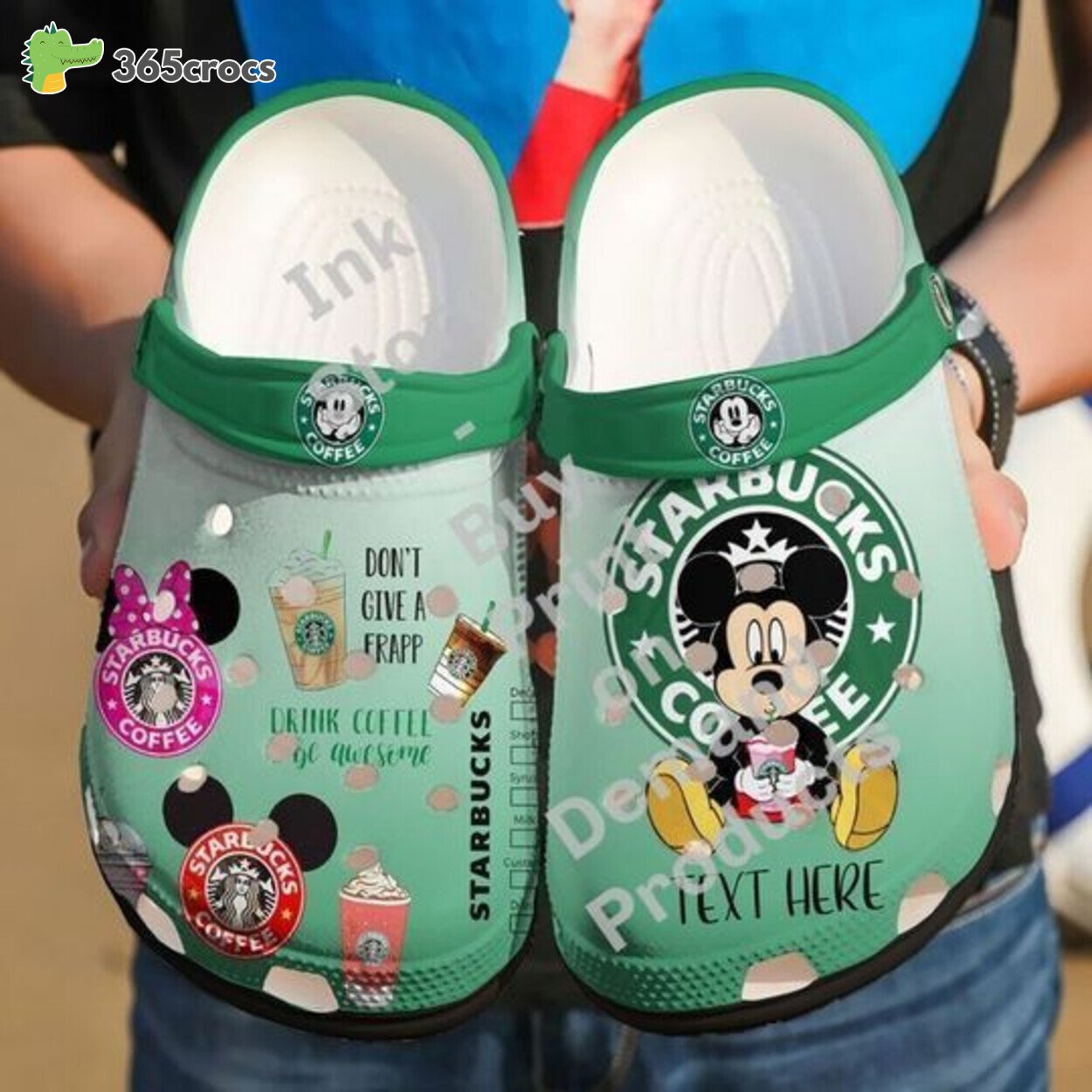 Mickey Mouse Starbucks Cartoon Crocss Shoes Clogs Custom Name