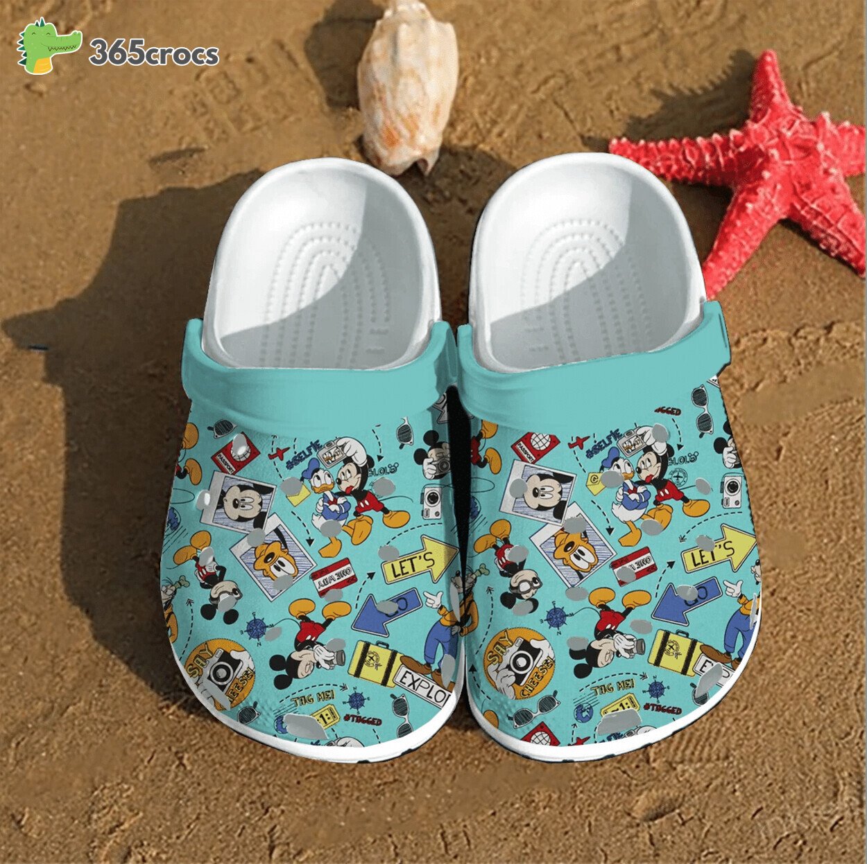 Mickey Mouse Themed Design Two Comfortable Crocss Clog Footwear Style