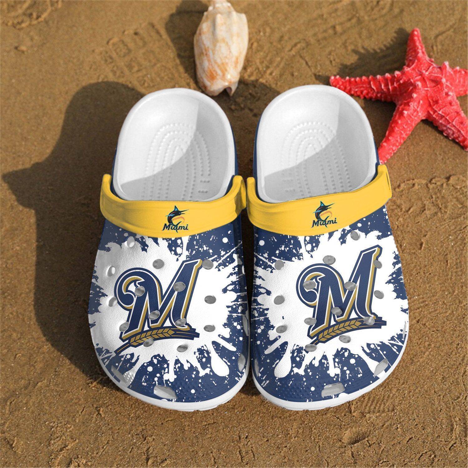 Milwaukee Brewers Mlb Paint Flakes Crocss Clog Shoescrocband Clogs Comfy Footwea