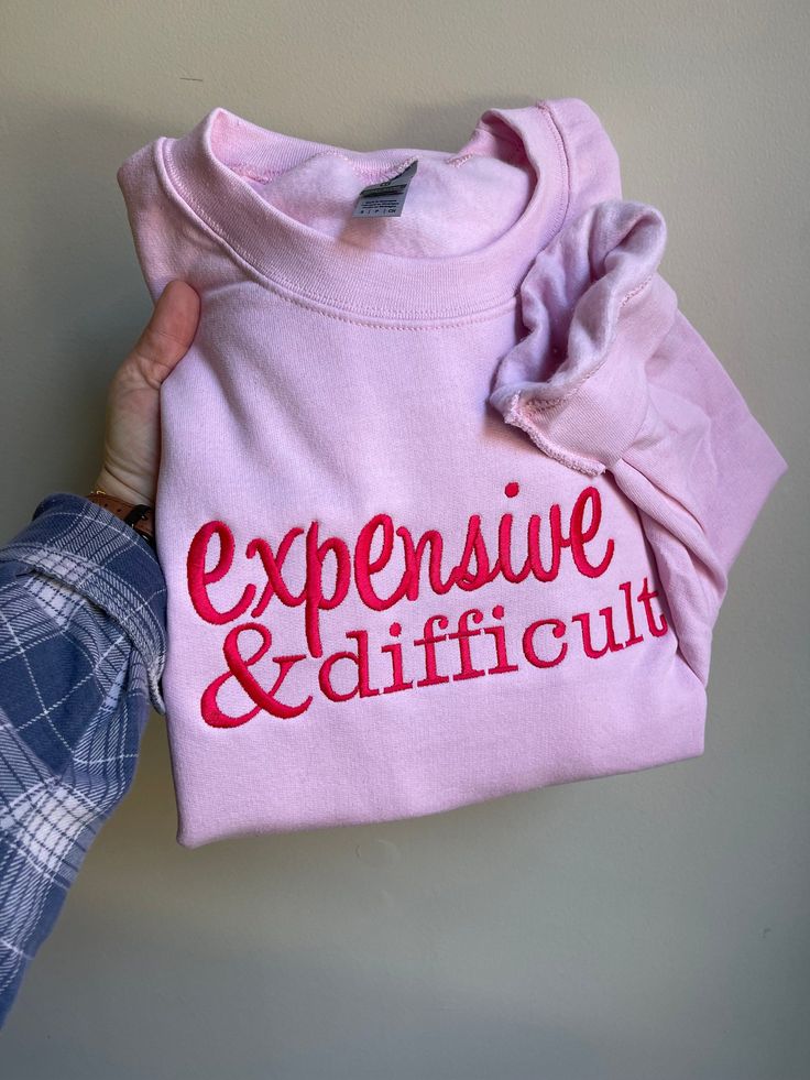 Monochromatic Pink Expensive and Difficult Embroidered Crewneck Sweatshirt