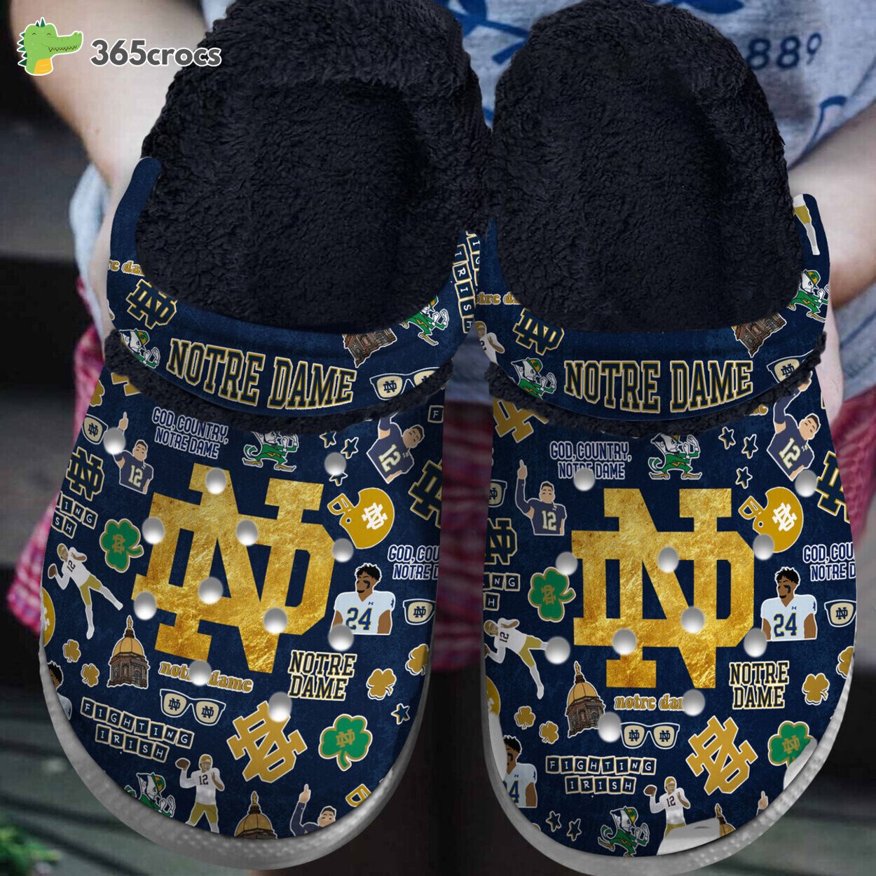 Notre Dame Fighting Irish NCAA Sport Lined Crocss Shoes Comfortable