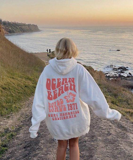 Ocean Beach Hoodie Aesthetic Hoodie Tumblr Sweatshirt CA Surf Tee Trendy Oversized Hoodie Coconut Hoodie