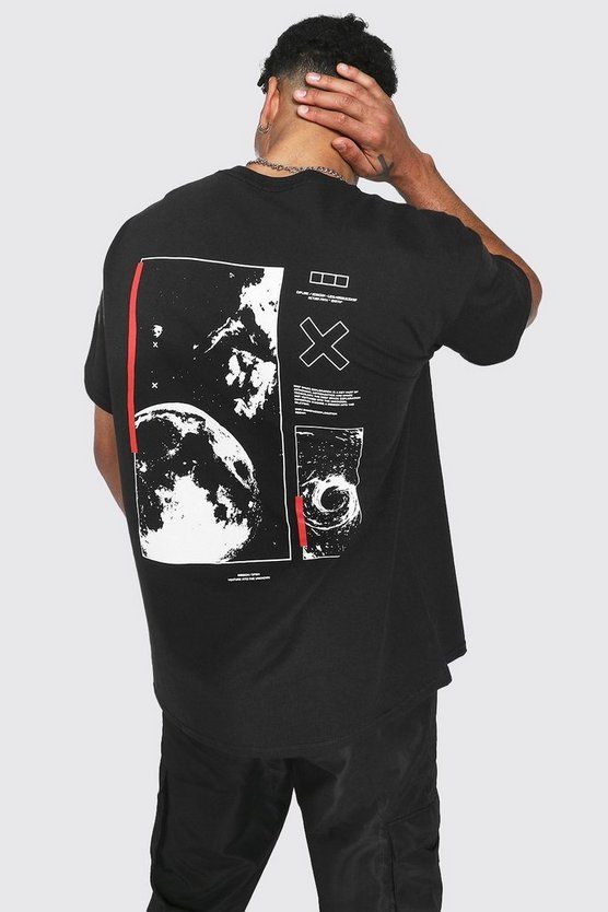 Oversized Space Back Print T-shirt