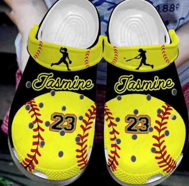 Personalized Baseball Classic Clogs Shoes, Adults Kids Crocss Crocband Clog Shoes For Men Women