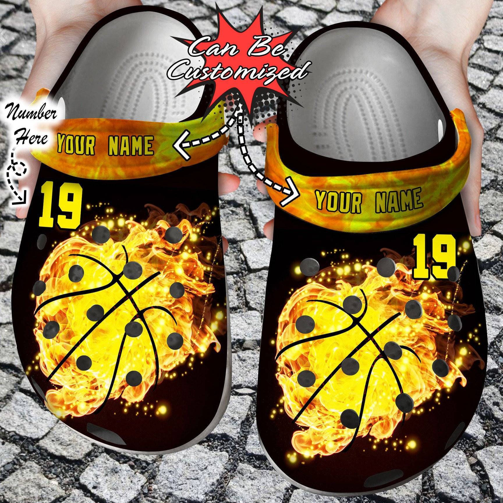 Personalized Basketball Ball Fire Crocss Clog Shoes Sport Crocss