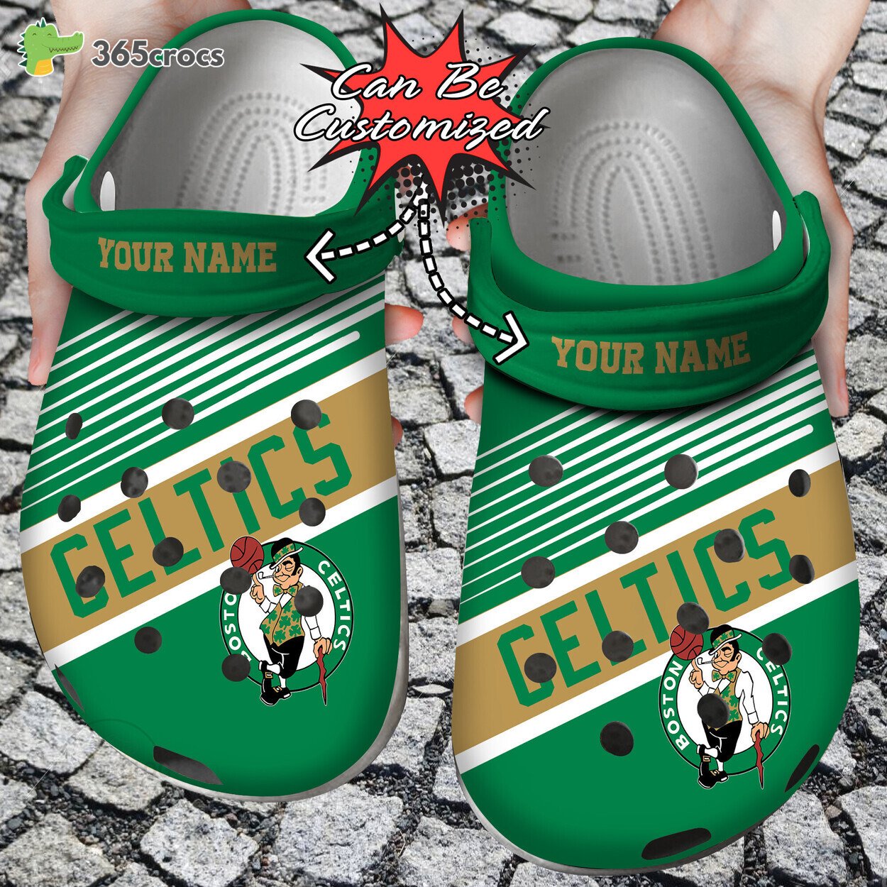 Personalized Basketball Boston Celtics Colors Print Crocss Shoes