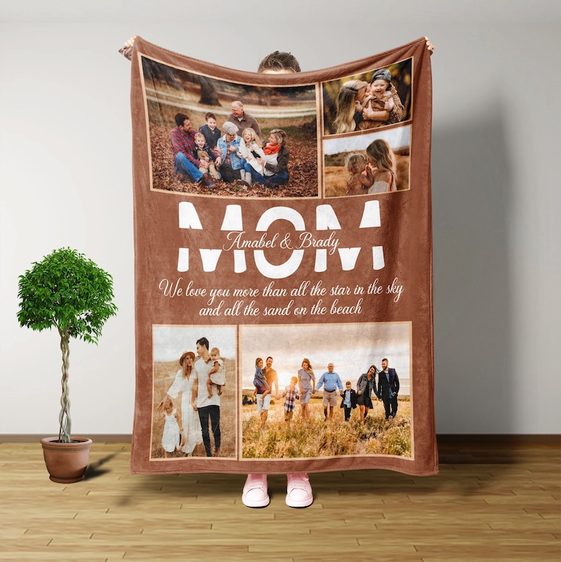 Personalized Blanket, Mom We Love You, Photo Collage Blanket, Mother’s Day Gift, Handmade Home Decor, Grandma Gift, Personalized Gifts