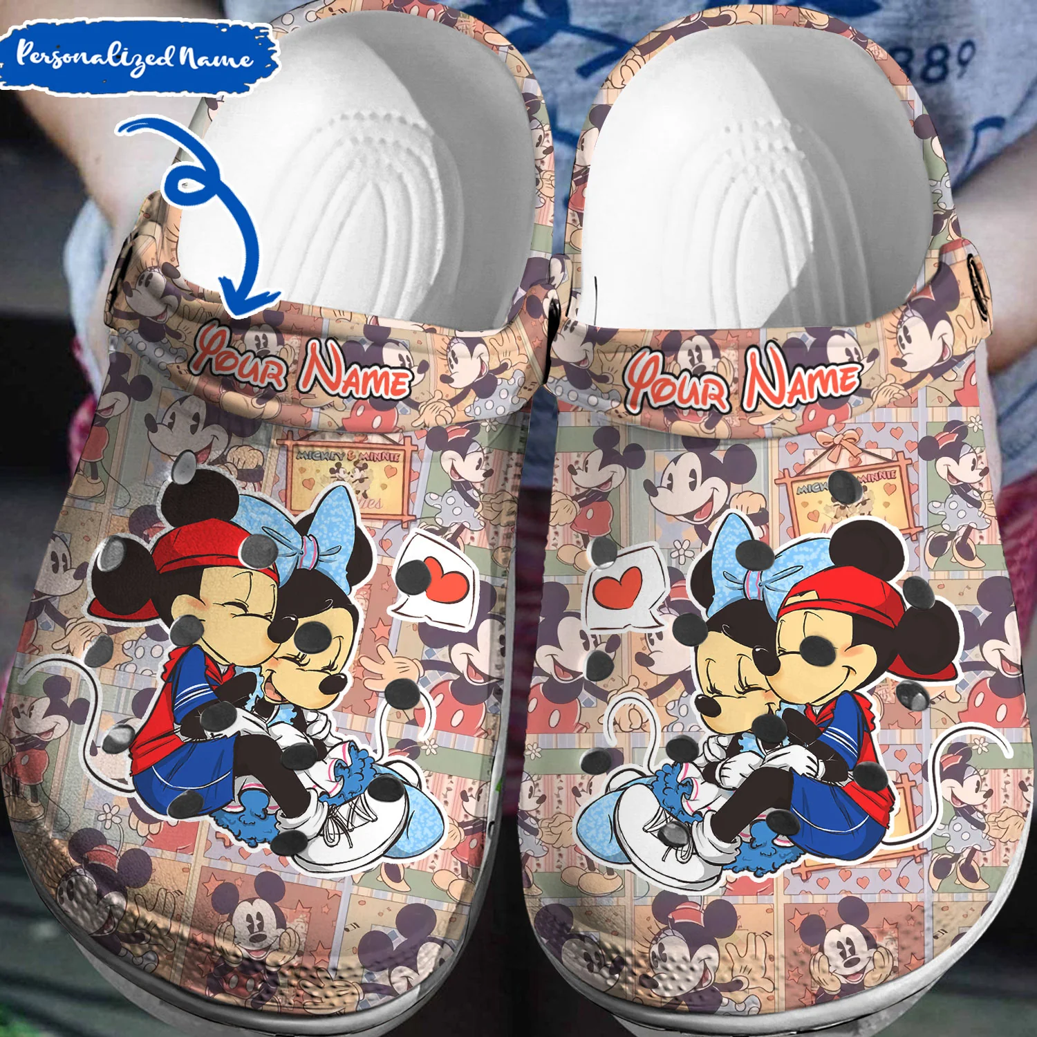 Personalized Comfort, Disney Style: Mickey Minnie Crocss 3D Clog Shoes