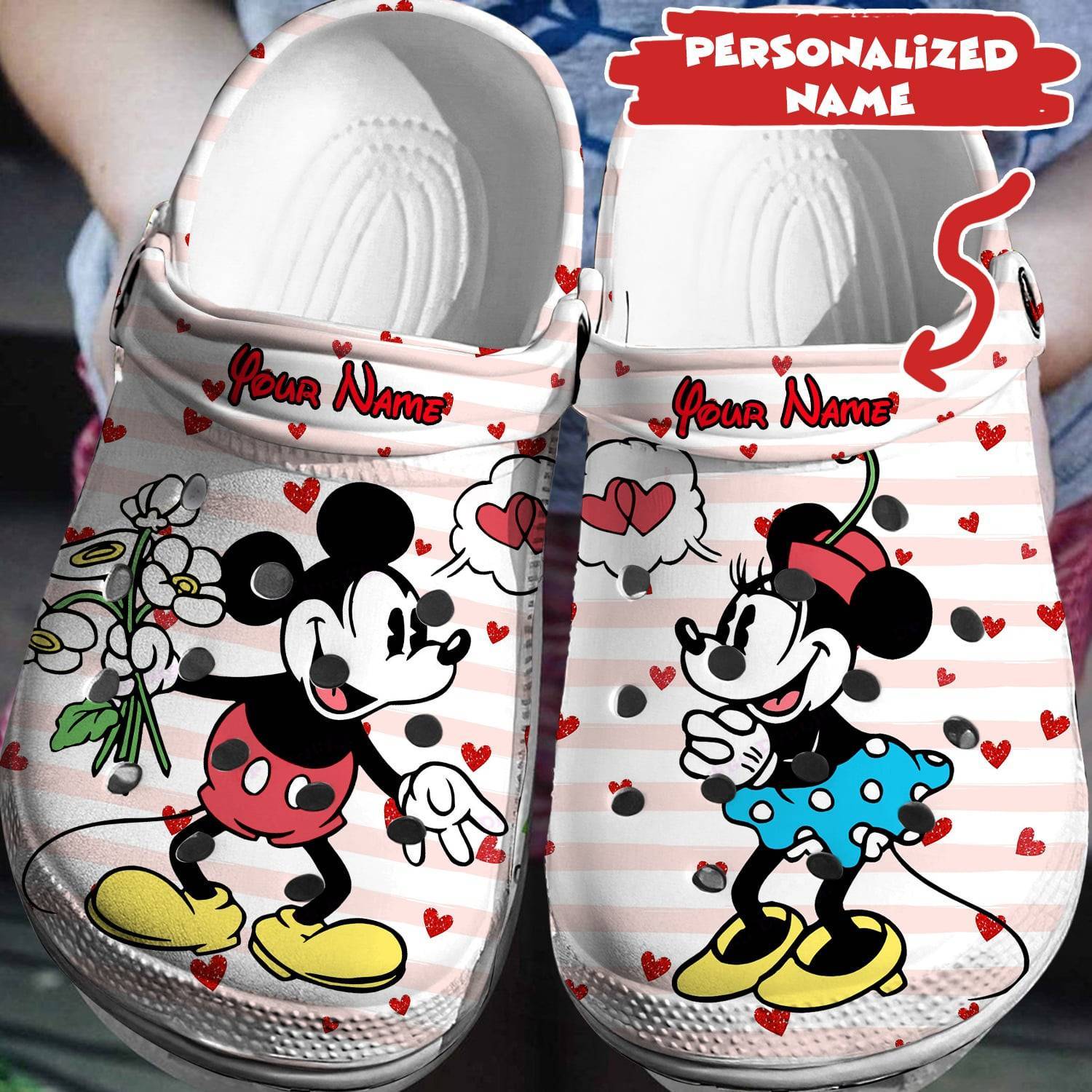 Personalized Comfort with Mickey Minnie Crocss 3D Clog Shoes