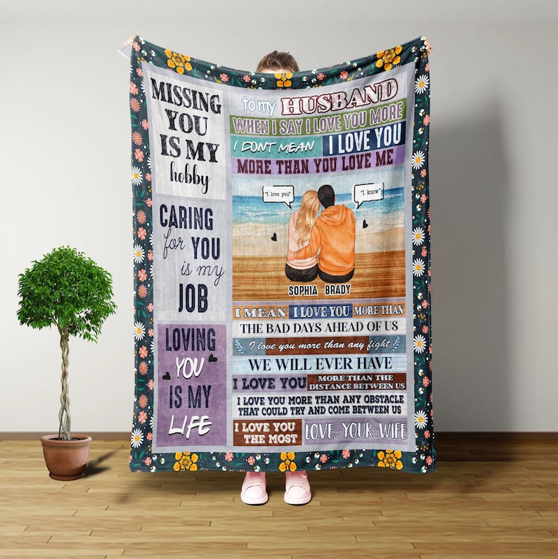 Personalized Couple Blanket, I Love You More To My Husband Blanket, Blanket For Love, Him, Husband, Boyfriend