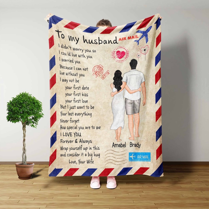 Personalized Couple Blanket, Love Mail To My Husband Blanket, Blanket For Love, Him, Husband, Boyfriend, Valentine Wedding Anniversary Gift