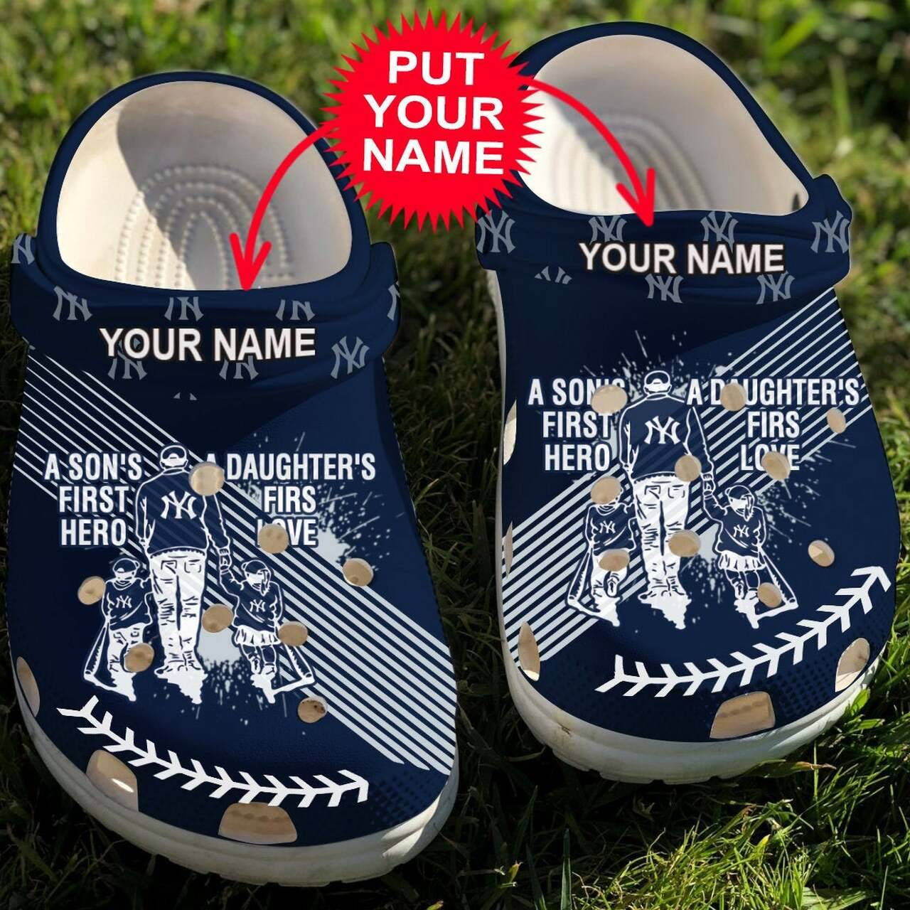 Personalized Crocss Dad And Son Daughter Mlb Ny Yankees Crocss Crocband Clogs