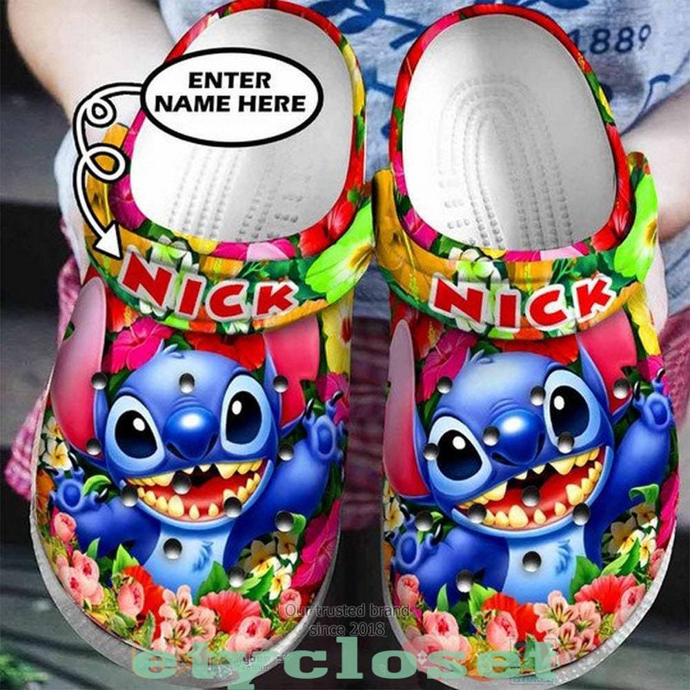 Personalized Cute Flowers Stitch Disney Cartoon Adults Crocss, Unisex Cartoon Clog Shoes