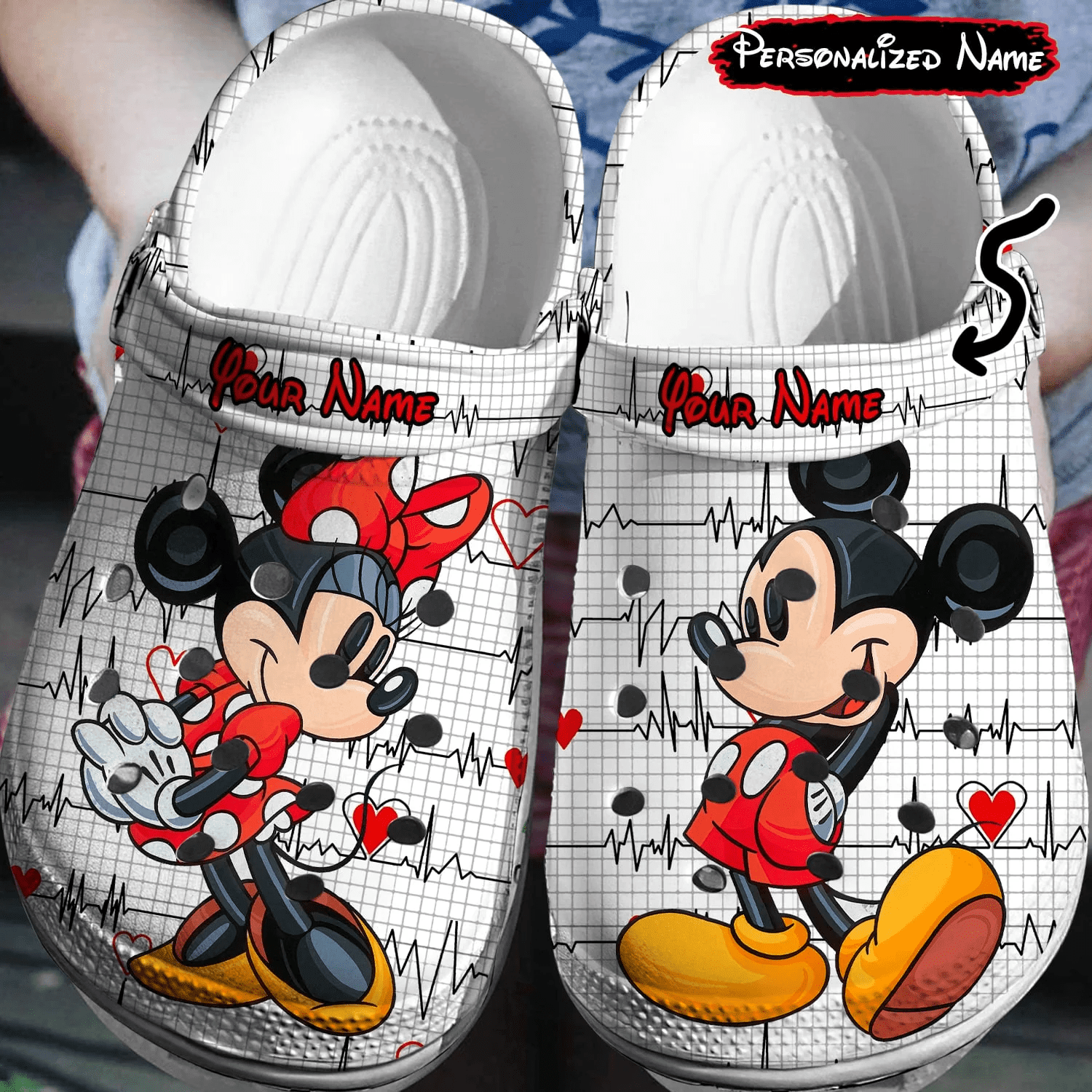 Personalized Cute Mickey And Minnie Mouse Couple Crocss 3D Clog Shoes