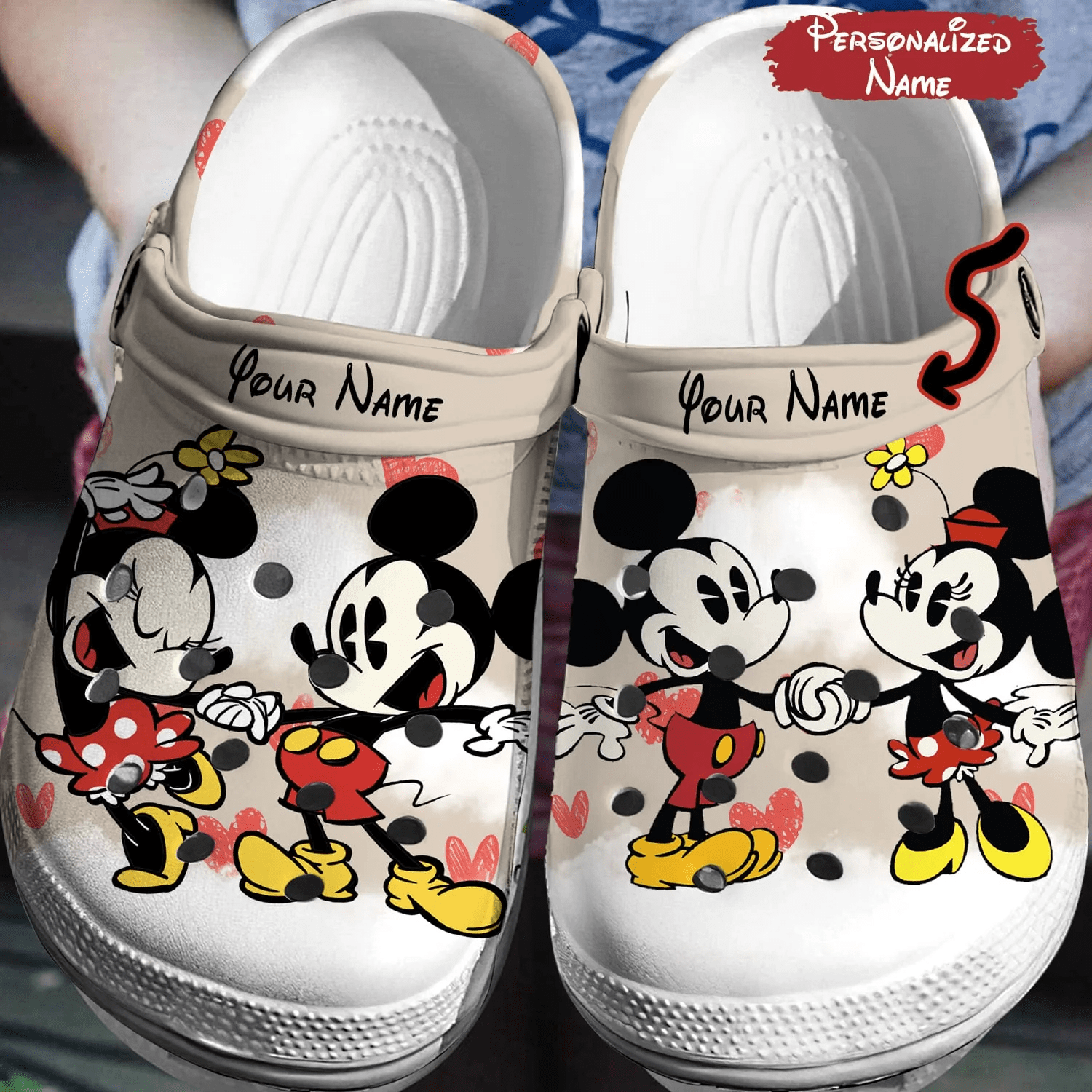 Personalized Cute Mickey Minnie Mouse Couple Crocss 3D Clog Shoes