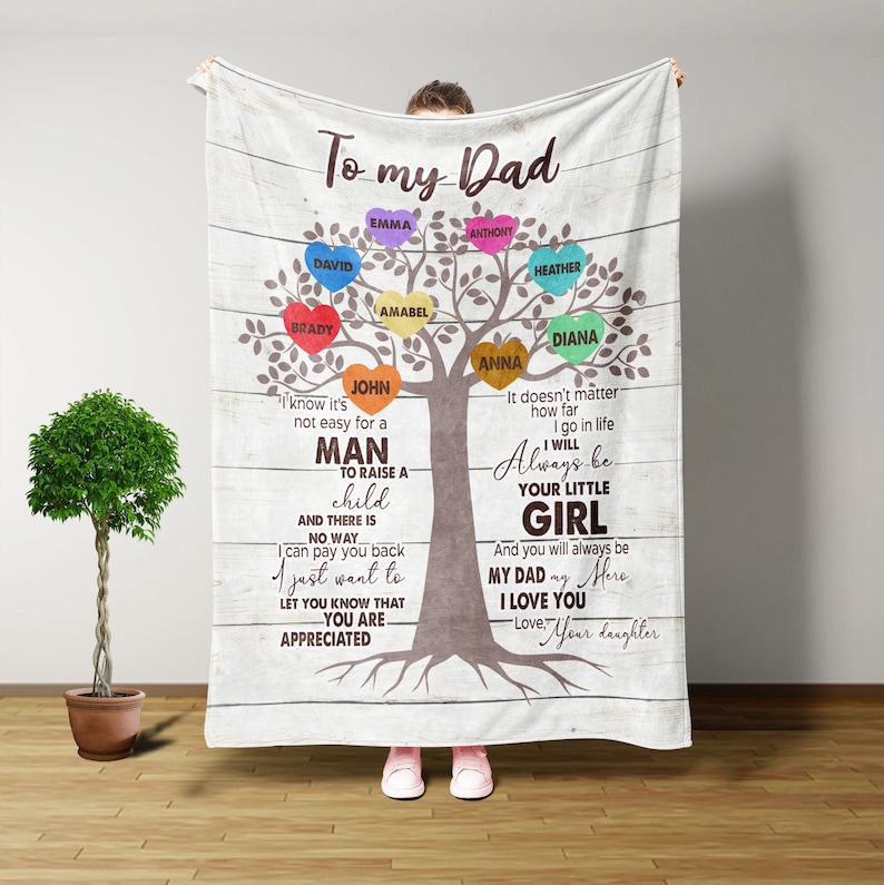 Personalized Dad Blanket, To My Dad Blanket, Custom Kids’ Name , Gifts For Dad, Fathers Gift, Father’s Day Gifts