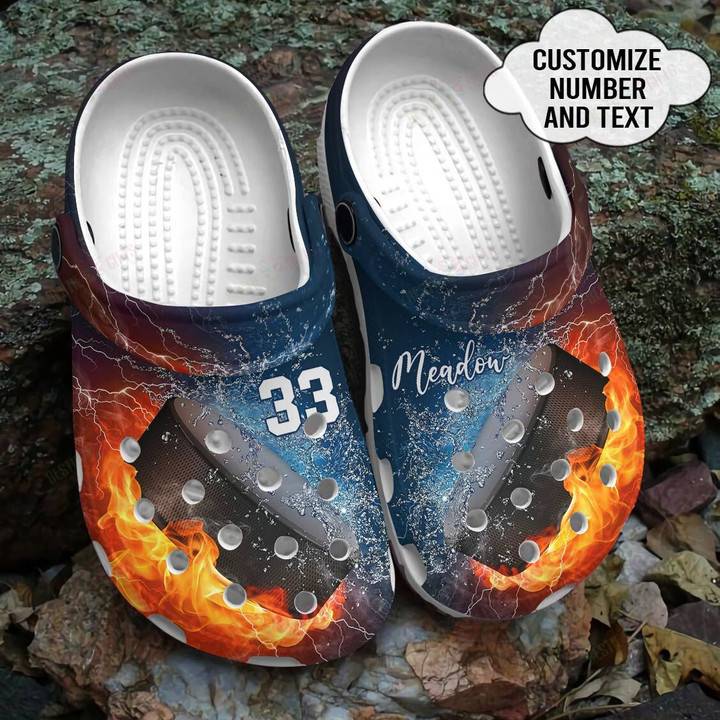 Personalized Fire And Water Hockey NHL Crocss Classic NHL Clogs Shoes