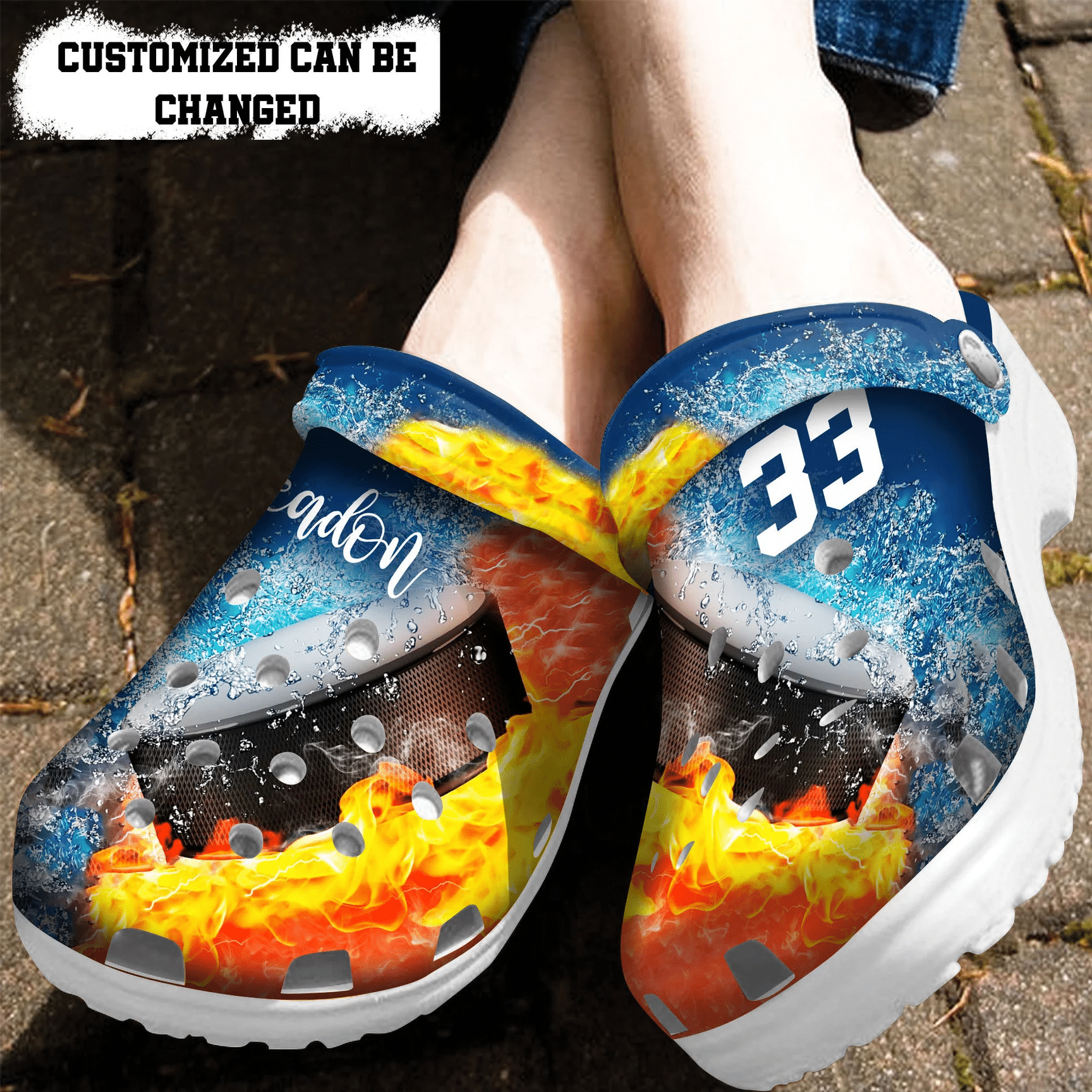 Personalized Fire And Water NHL Crocss Clog Shoes Hockey NHL Crocss