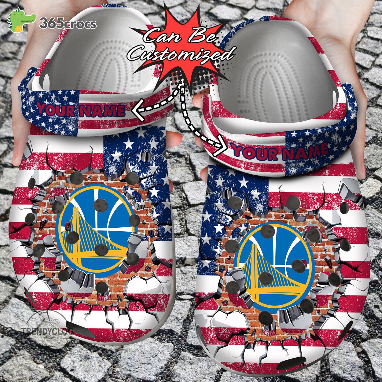 Personalized Golden State Warriors Basketball Team Crocss Clog Custom Name Shoes