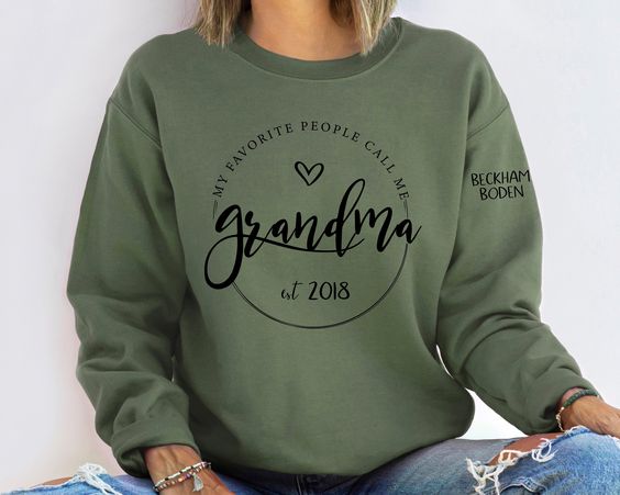 Personalized Grandma, Custom Pocket and Sleeve Sweatshirt