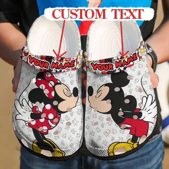 Personalized Kissing Mickey And Minnie Mouse Disney Cartoon Adults Crocss, Unisex Cartoon Clog Shoes