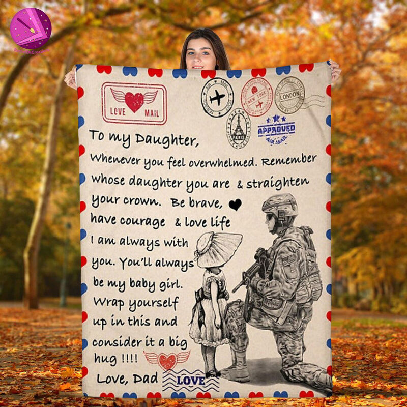 Personalized Love Letter Blanket Baby Girl to Daughter from Dad, Fleece Blanket Gift, Gift for Daughter