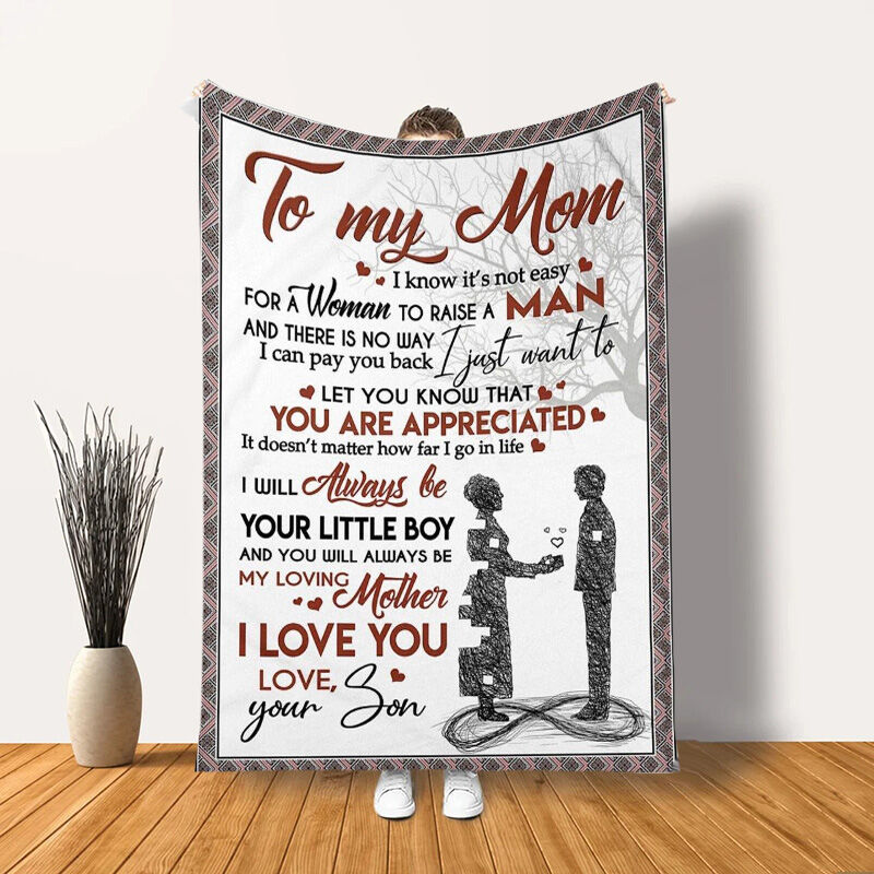 Personalized Love Letter Blanket to Dear Mom from Son, Fleece Blanket Gift, Gift for Mom, Mothers Day Gift