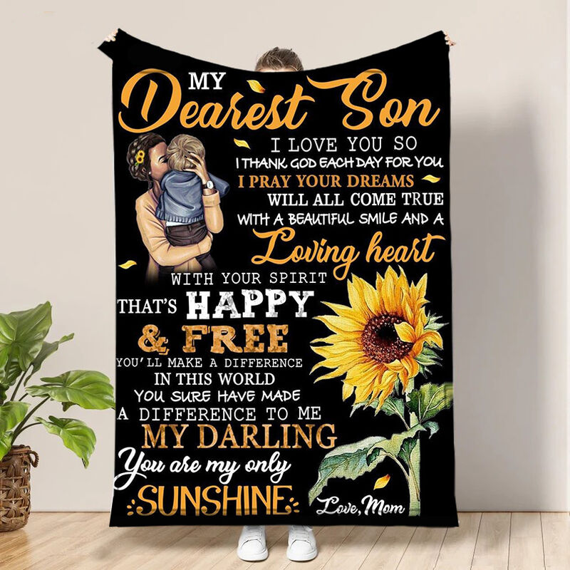 Personalized Love Letter Blanket to Dearest Son from Mom, Fleece Blanket Gift, Gift for Son