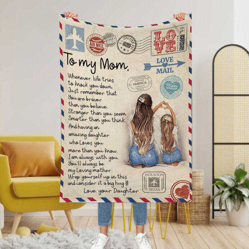 Personalized Love Letter Blanket to Mom from Love Your Daughter, Blanket Gift, Gift for Mom