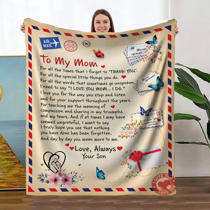 Personalized Love Letter Blanket to Mom “Love Always”, Gift for Mom, Mothers Day Gift