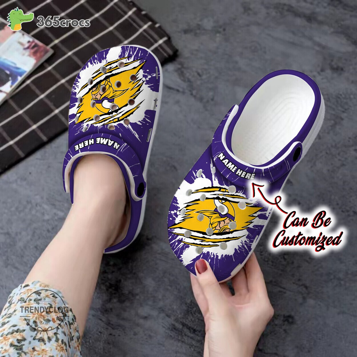 Personalized Minnesota Vikings Football Team Crocss Clog Custom Name Shoes