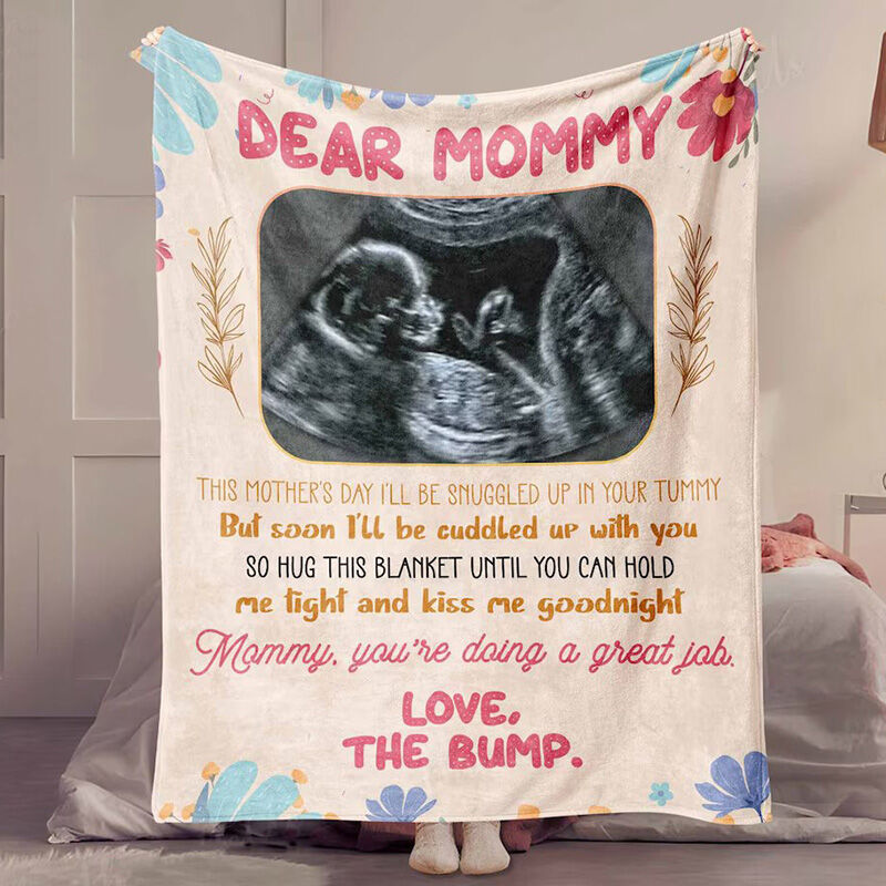 Personalized Name And Picture Blanket Warm Gift for Pregnant Mommy, Fleece Blanket Gift, Mothers Day Gift, Gift for Mom