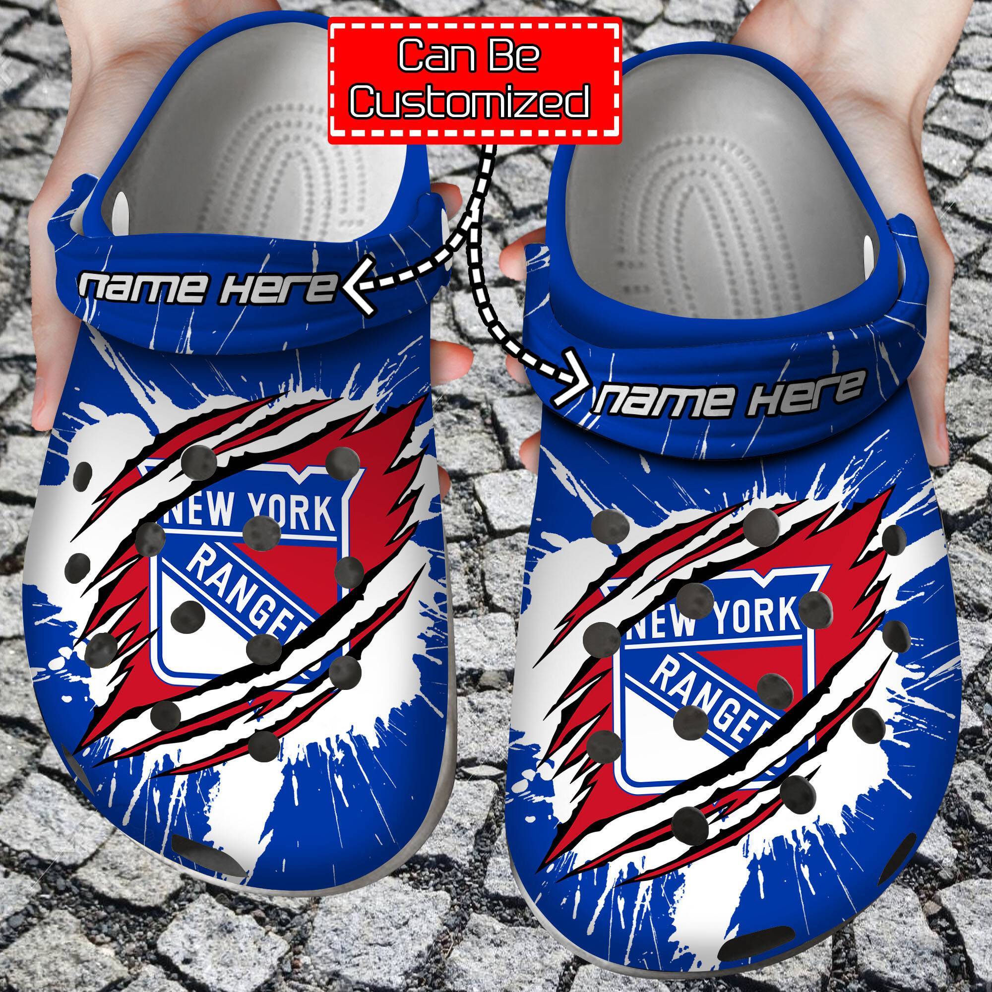 Personalized Name Logo Team Hockey Ripped Claw NHL Crocss Clog Shoes