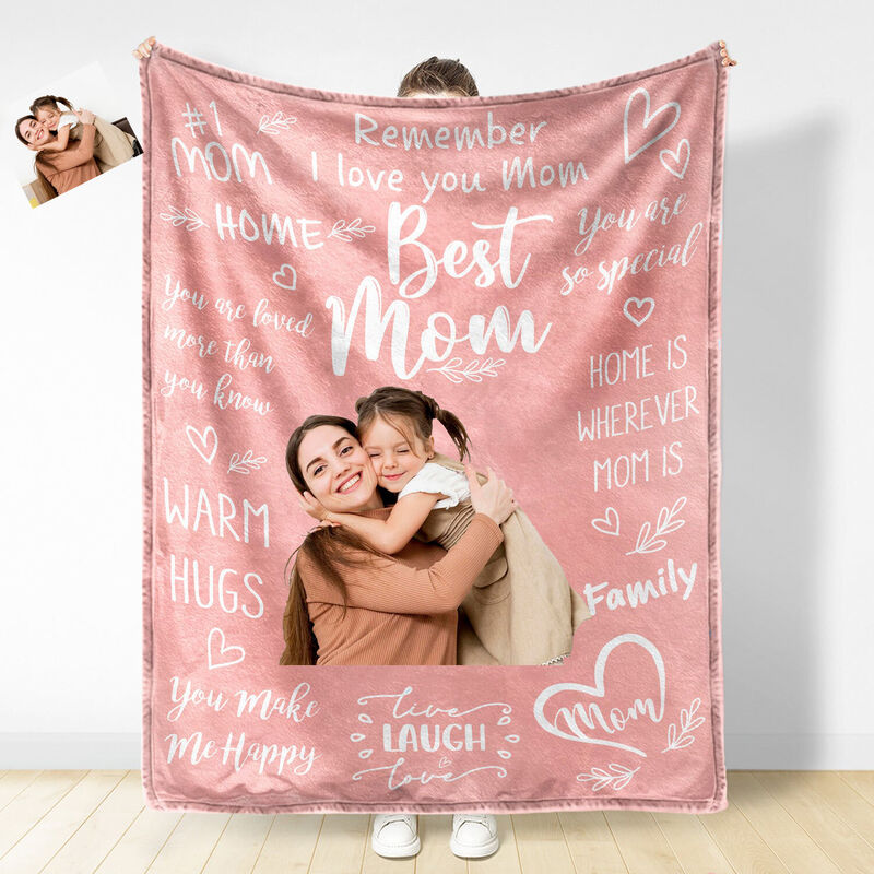 Personalized Picture Blanket Best Mother’s Day Gift “Home Is Wherever Mom Is”, Fleece Blanket Gift, Mothers Day Gift