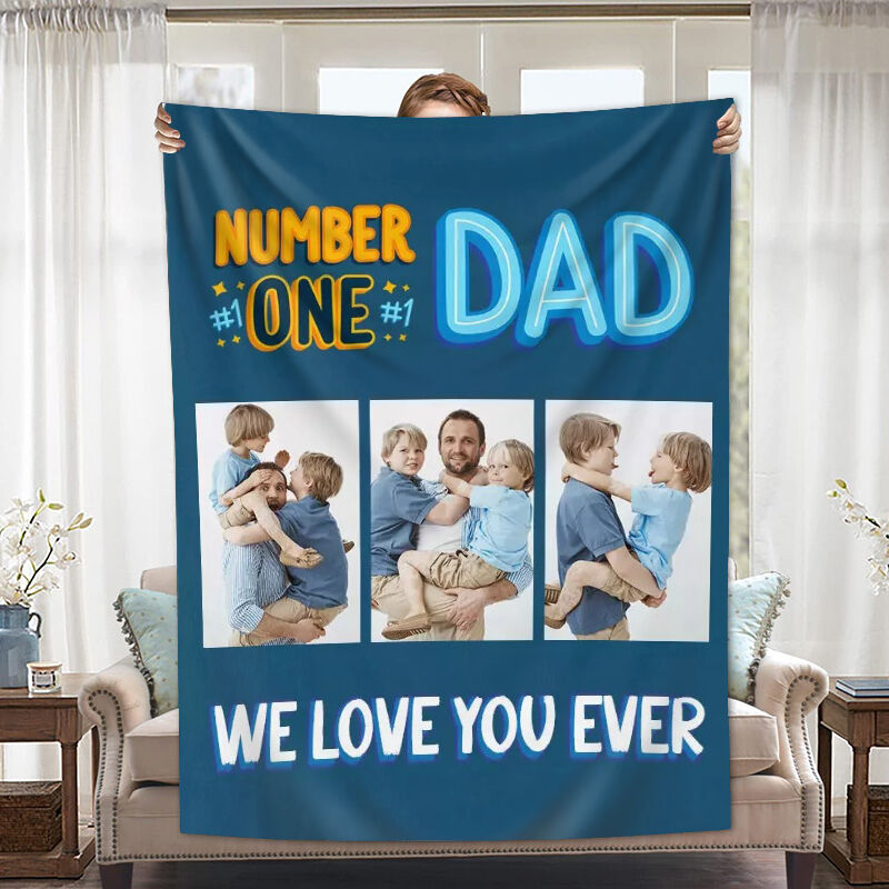 Personalized Picture Blanket Warm Gift for Dad “We Love You Ever”, Fleece Blanket Gift, Gift for Dad, Fathers Day Gift