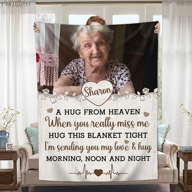 Personalized Picture Fleece Blanket Exquisite Present for Family “I’m Sending You My Love”