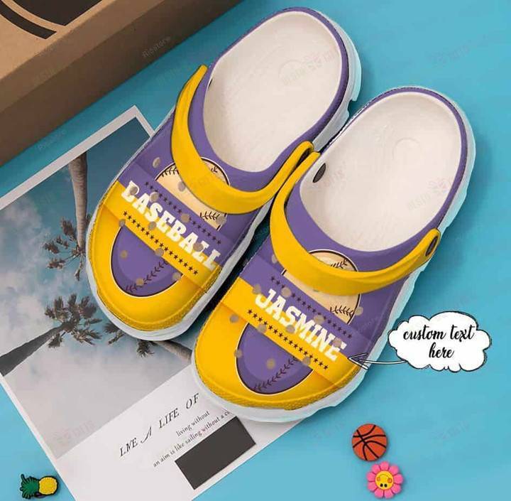 Personalized Purple Baseball Ball Crocss Classic Clogs Shoes