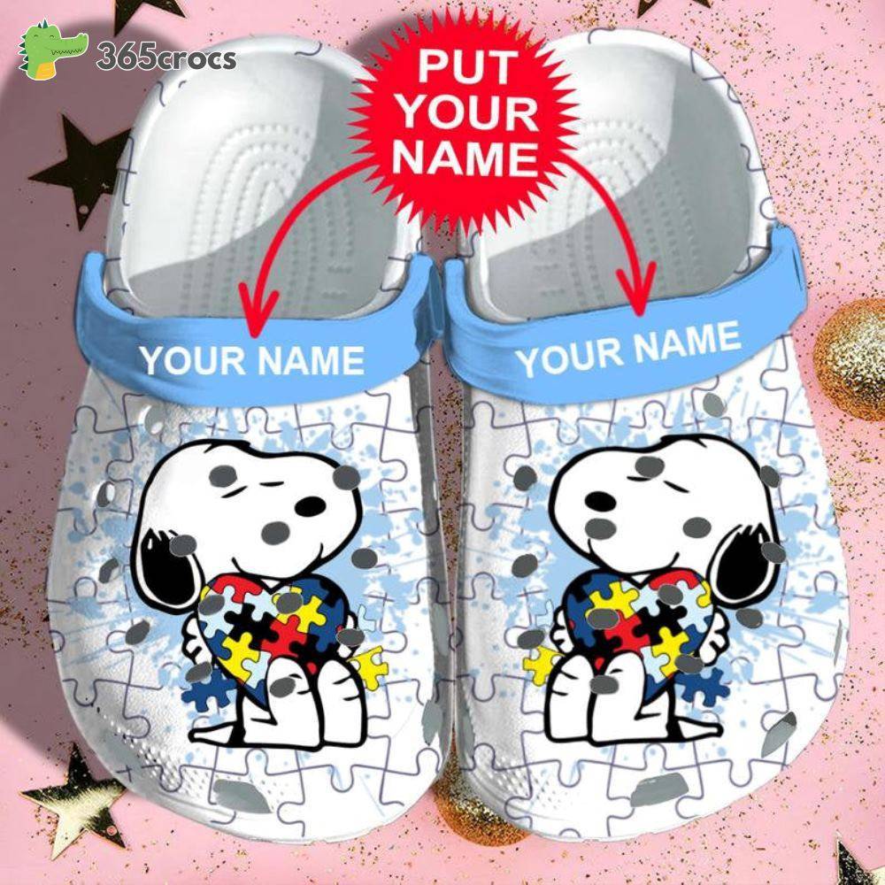 Personalized Snoopy Dog Disney Autism Awareness Adults Crocss Clog Shoes