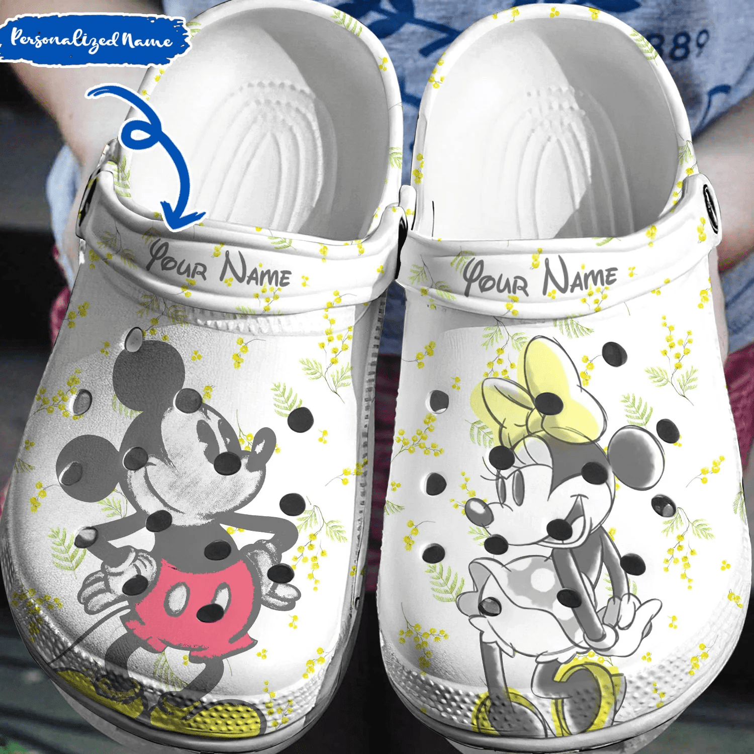 Personalized Yellow Mickey Minnie Crocss 3D Clog Shoes