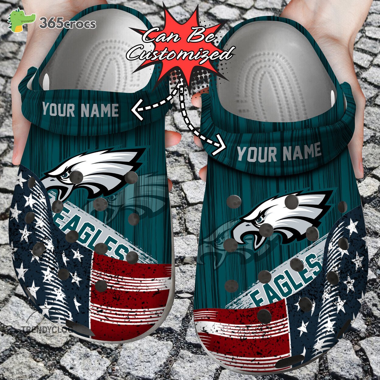 Philadelphia Eagles US Flag Custom Design Clogs Merging Pride Football