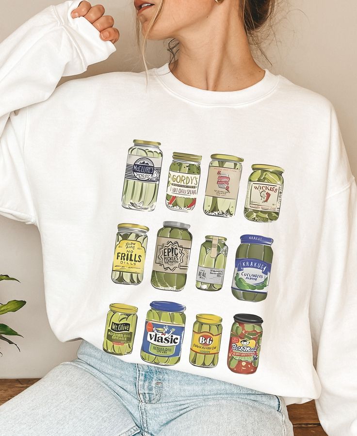 Pickle Sweatshirt Gift for Pickle Lover Gift Vintage Pickle Jar Sweatshirt with Pickle Graphic Shirt Pickle gift for Gardener