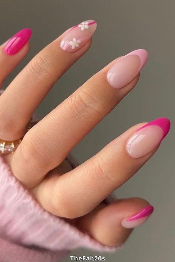 Pink and White Nails To Keep It Classy And Timeless/ Press-On Nails/ Acrylic Nails/ Gel Nails