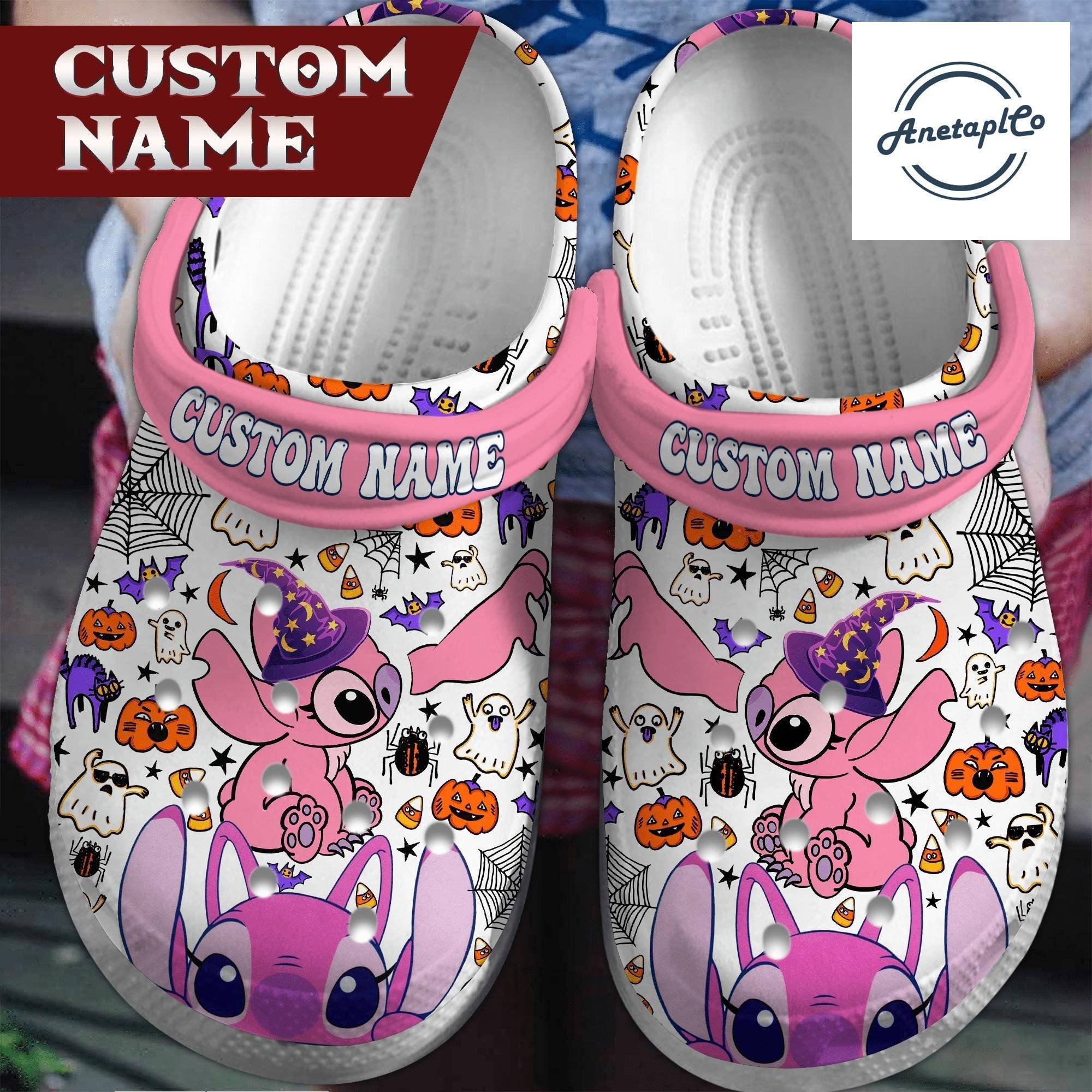 Pink Stitch Angel Halloween Clogs Cute Disney Shoes Women Men Sandals Gift