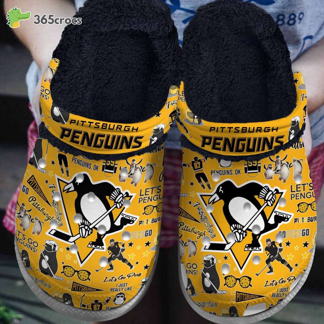 Pittsburgh Penguins NHL Sport Lined Crocss Shoes Comfortable