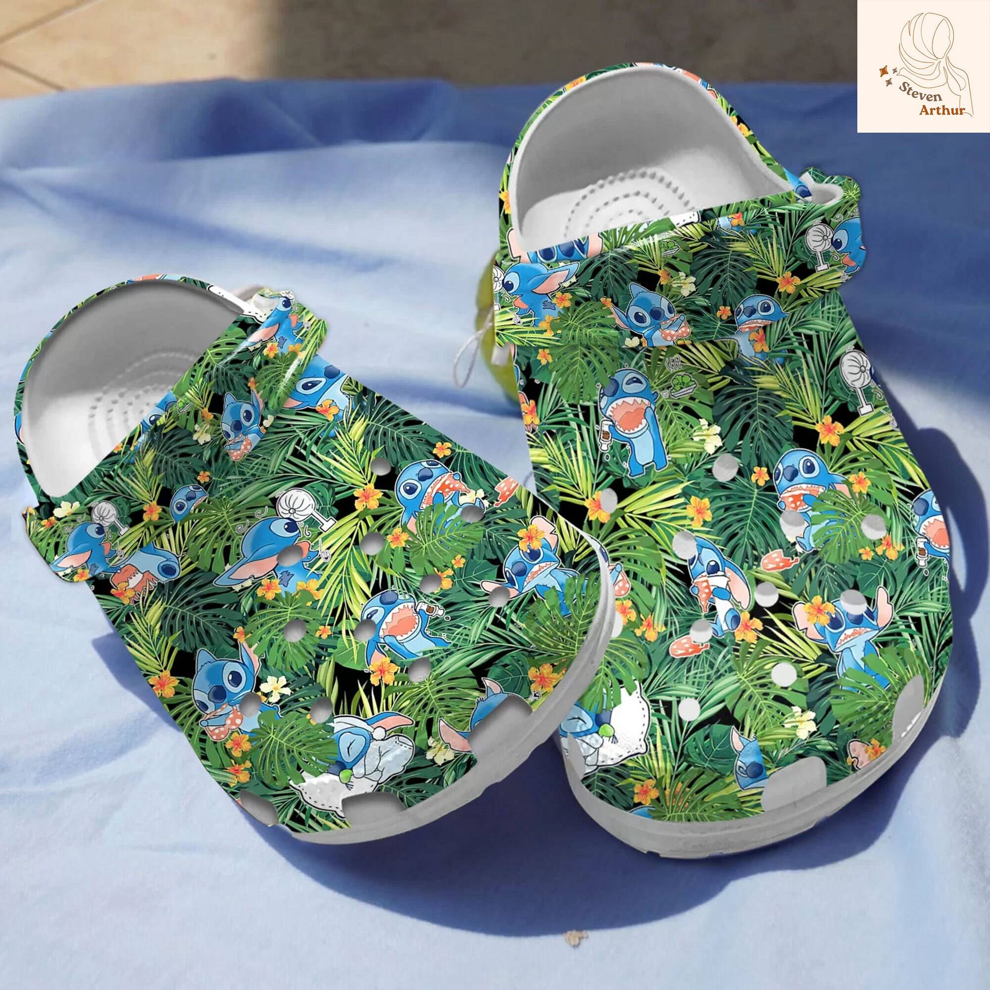 Playful Stitch Disney Clogs Lilo Floral Cartoon Shoes Unique Style