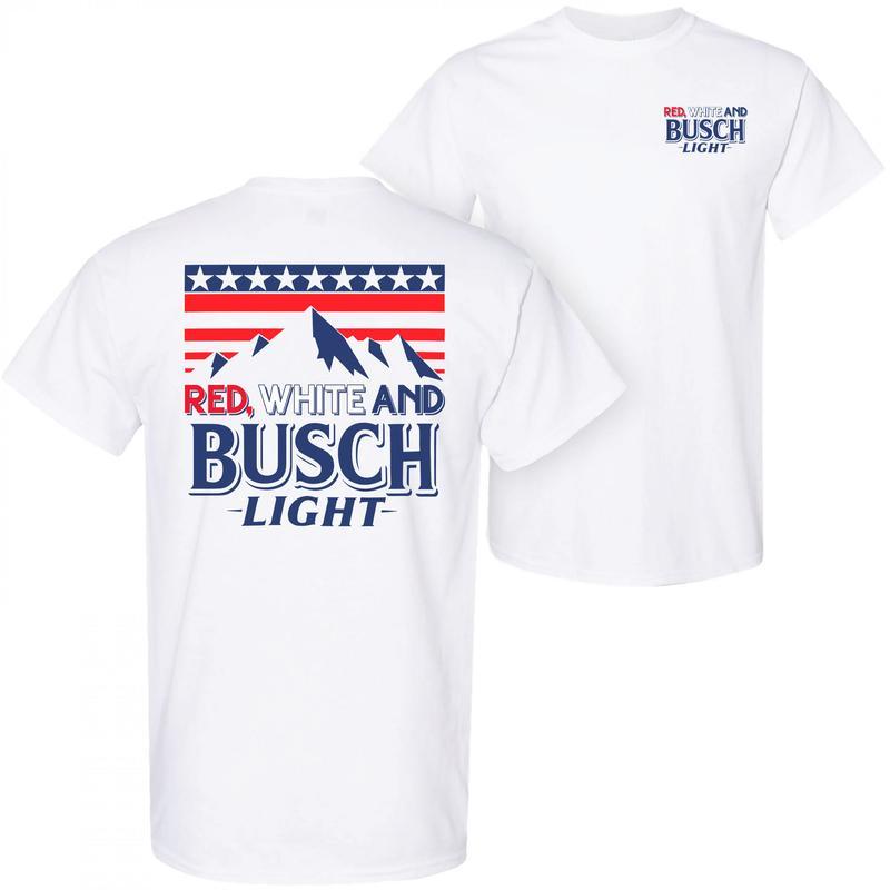 Red White And Busch Light 2 Sided Tshirt Busch Light T-shirt – Sweatshirt- Hoodie